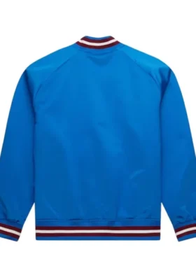Colorado Avalanche Blue Satin Varsity Jacket Back