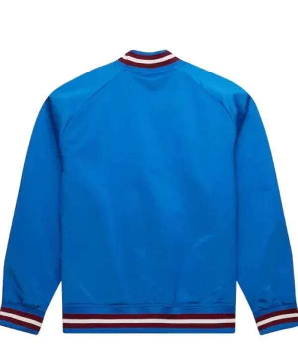 Colorado Avalanche Blue Satin Varsity Jacket Back