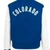 Colorado Avalanche Blue and White Wool Varsity Jacket Back