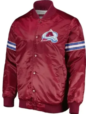 Colorado Avalanche Burgundy Satin Varsity Jacket
