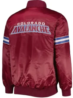 Colorado Avalanche Burgundy Satin Varsity Jacket Back