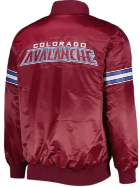 Colorado Avalanche Burgundy Satin Varsity Jacket Back