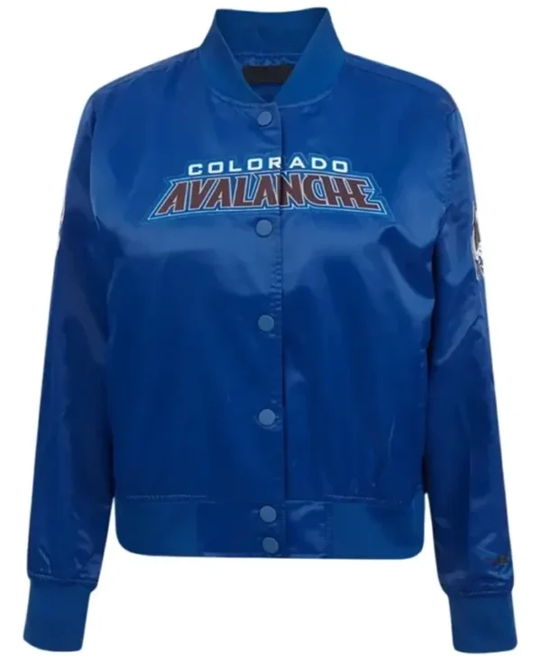 Colorado Avalanche Classic Blue Satin Varsity Jacket
