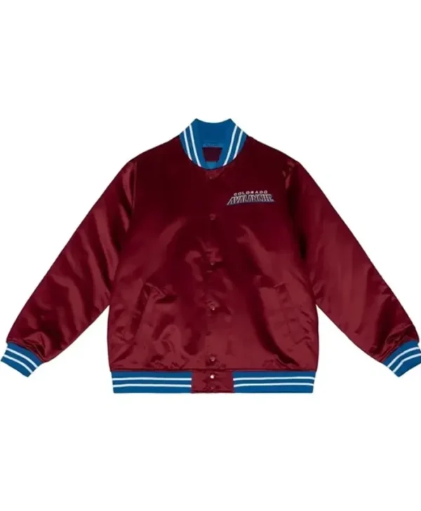 Colorado Avalanche Maroon Satin Varsity Jacket