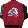 Colorado Avalanche Red And Black Wool Varsity Jacket Back