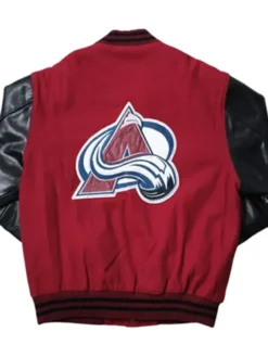 Colorado Avalanche Red And Black Wool Varsity Jacket Back