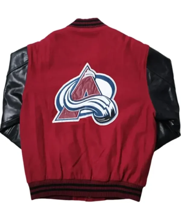 Colorado Avalanche Red And Black Wool Varsity Jacket Back