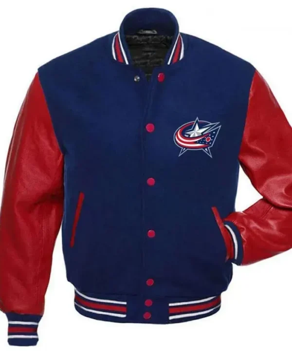 Columbus Blue Jackets Blue And Red Wool Varsity Jacket