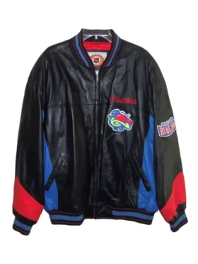 Columbus Blue Jackets Leather Zip Up Bomber Jacket