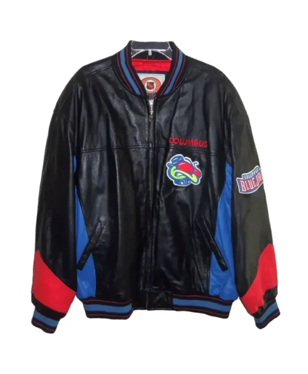 Columbus Blue Jackets Leather Zip Up Bomber Jacket