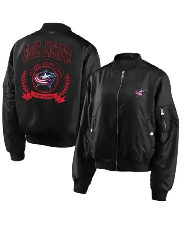 Columbus Blue Jackets Ma 1 Black Bomber Jacket