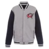 Columbus Blue Jackets Navy Blue And Grey Varsity Jacket