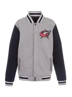 Columbus Blue Jackets Navy Blue And Grey Varsity Jacket