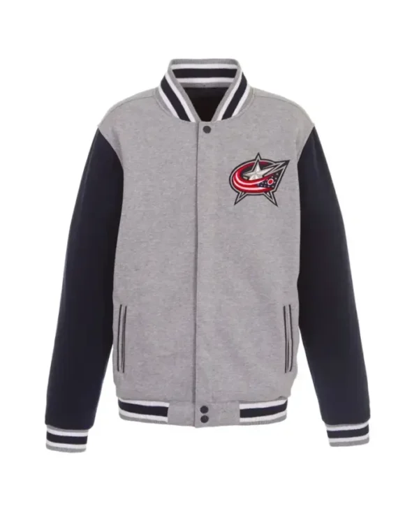 Columbus Blue Jackets Navy Blue And Grey Varsity Jacket