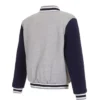Columbus Blue Jackets Navy Blue And Grey Varsity Jacket Back