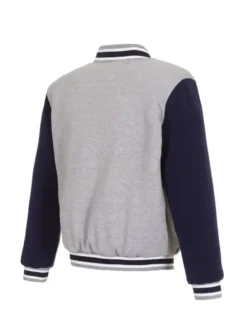 Columbus Blue Jackets Navy Blue And Grey Varsity Jacket Back
