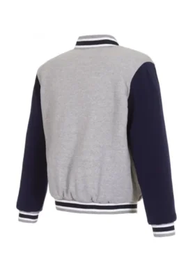 Columbus Blue Jackets Navy Blue And Grey Varsity Jacket Back