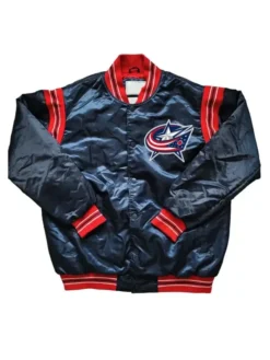 Columbus Blue Jackets Team Full Snap Vintage Satin Jacket