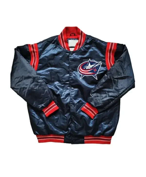 Columbus Blue Jackets Team Full Snap Vintage Satin Jacket
