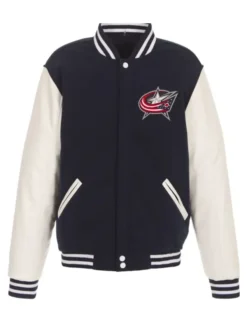 Columbus Blue Jackets Wool Full Snap Letterman Varsity Jacket