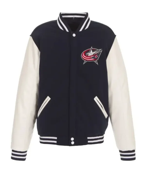 Columbus Blue Jackets Wool Full Snap Letterman Varsity Jacket