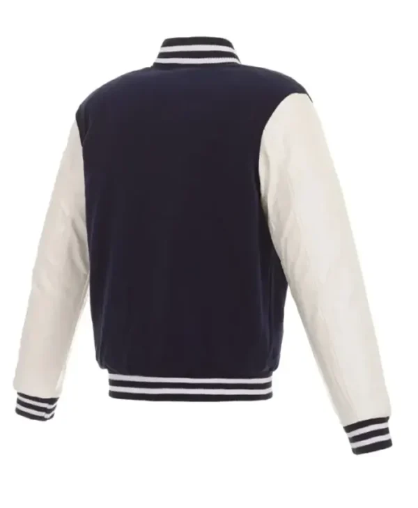 Columbus Blue Jackets Wool Full Snap Letterman Varsity Jacket Back