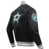 Dallas Stars Black Letterman Satin Varsity Jacket Back