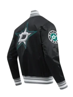 Dallas Stars Black Letterman Satin Varsity Jacket Back