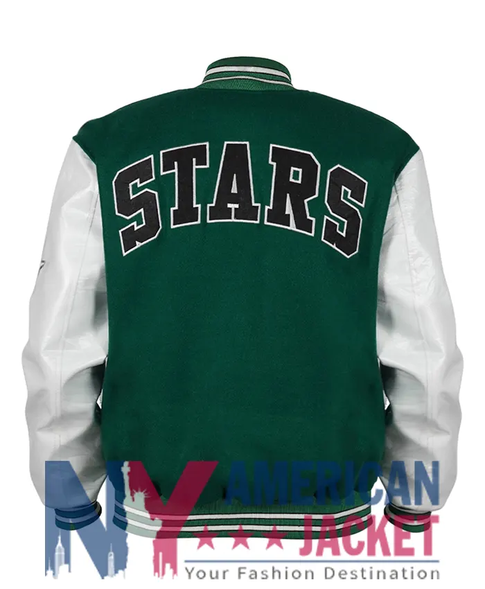 Dallas Stars Green And Letterman White Jacket