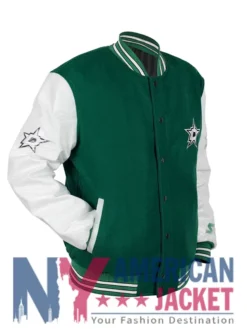 Dallas Stars Green And White Letterman Jacket