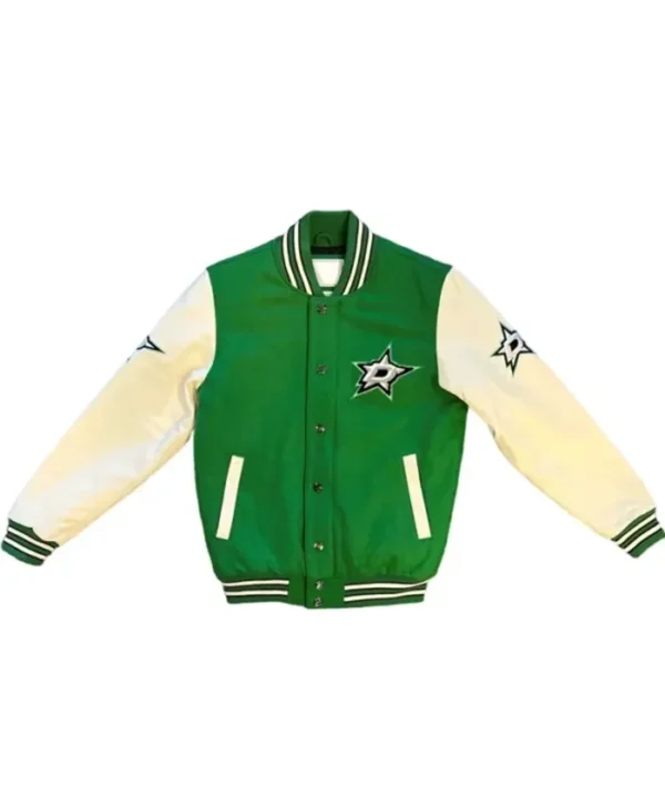 Dallas Stars Green And White Wool Varsity Jacket