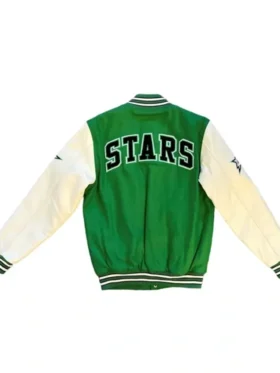 Dallas Stars Green And White Wool Varsity Jacket Back
