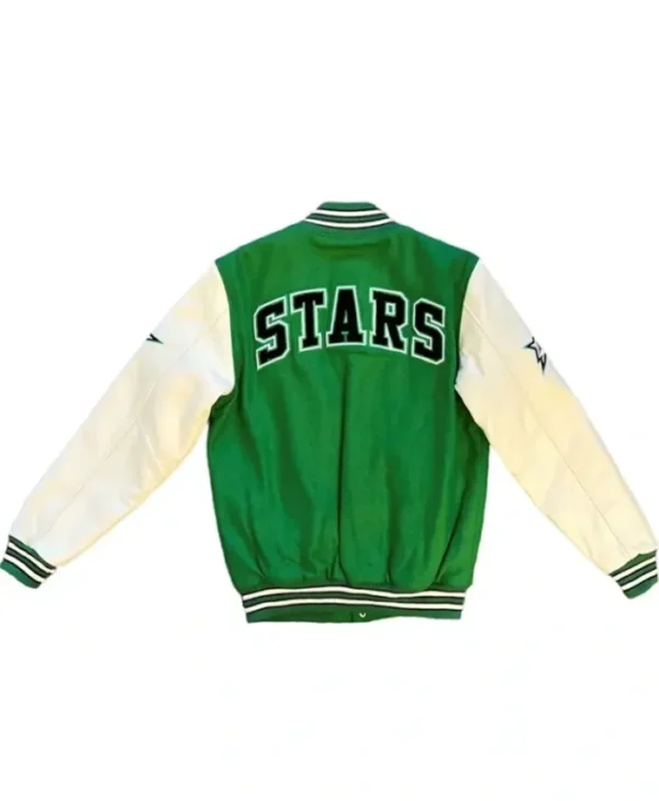 Dallas Stars Green And White Wool Varsity Jacket Back