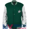 Dallas Stars Green Letterman And White Jacket