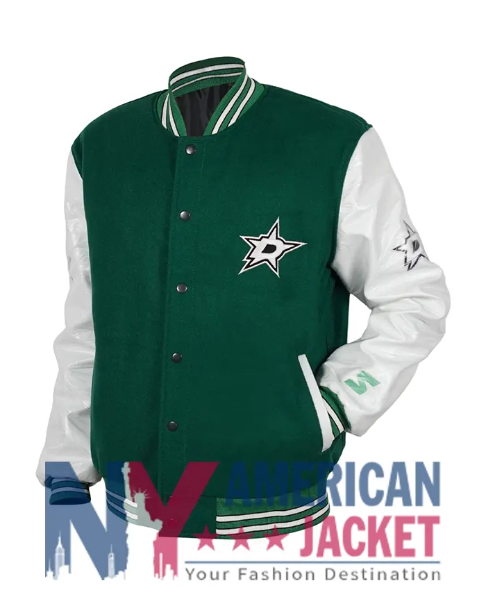 Dallas Stars Letterman Green And White Jacket