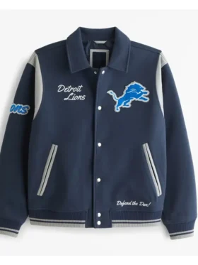 Detroit Lions Defend The Den Navy Varsity Jacket