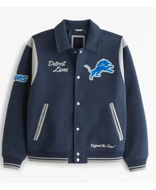 Detroit Lions Defend The Den Navy Varsity Jacket