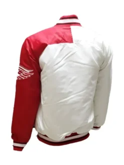 Detroit Red Wings Letterman Satin Varsity Jacket Back