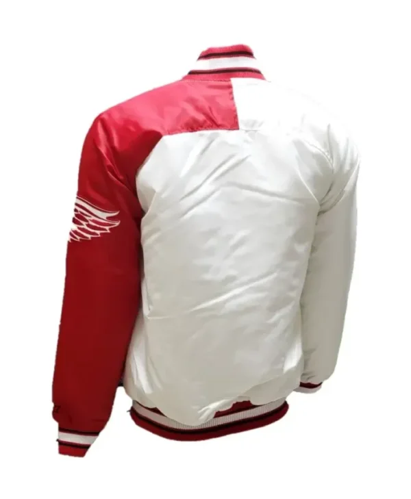 Detroit Red Wings Letterman Satin Varsity Jacket Back