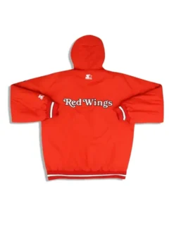 Detroit Red Wings Orange Starter Hooded Jacket Back