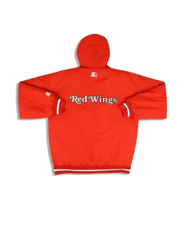 Detroit Red Wings Orange Starter Hooded Jacket Back