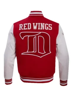 Detroit Red Wings Red And White Letterman Varsity Jacket Back