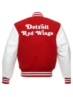 Detroit Red Wings Red Wool Full Snap Varsity Jacket Back