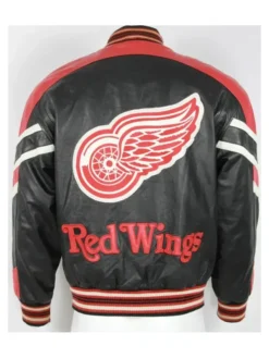 Detroit Red Wings Vintage Leather Bomber Jacket Back