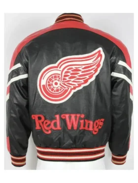 Detroit Red Wings Vintage Leather Bomber Jacket Back