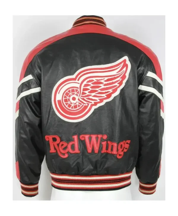 Detroit Red Wings Vintage Leather Bomber Jacket Back