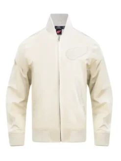 Detroit Red Wings White Satin Vintage Bomber Jacket