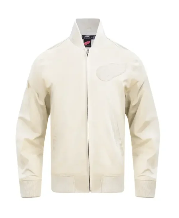 Detroit Red Wings White Satin Vintage Bomber Jacket