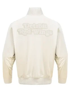 Detroit Red Wings White Satin Vintage Bomber Jacket Back