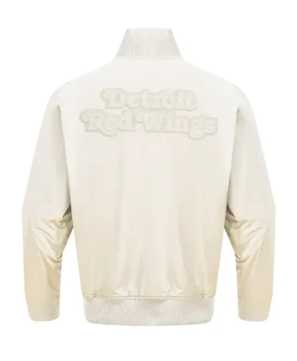 Detroit Red Wings White Satin Vintage Bomber Jacket Back